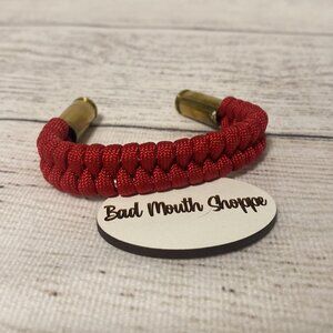 Handmade Paracord Cuff Bracelet - Red Brass
